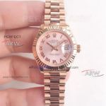 Perfect Replica Rolex Lady Datejust 28 Pink Roman Dial Presidential Watch